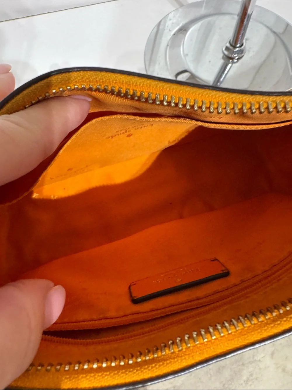 kate spade Bright Orange Leather Chain Shoulder Bag